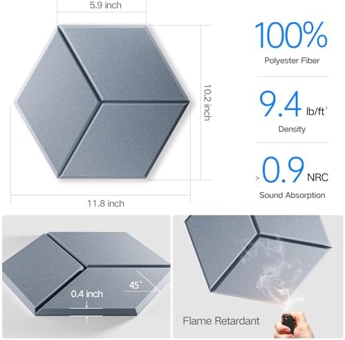 8 Pack Self-Adhesive Acoustic Panels 12" X 10" X 0.4" - Image 3