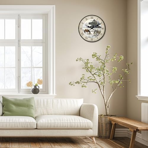 Small Farmhouse Wooden Wall Clocks Battery Operated 12 Inch - Image 5