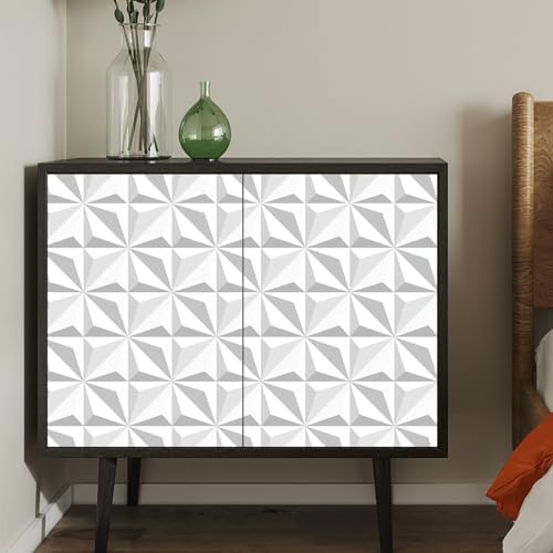 Peel and Stick Wallpaper Gray White Geometric Diamond Feature - Image 3