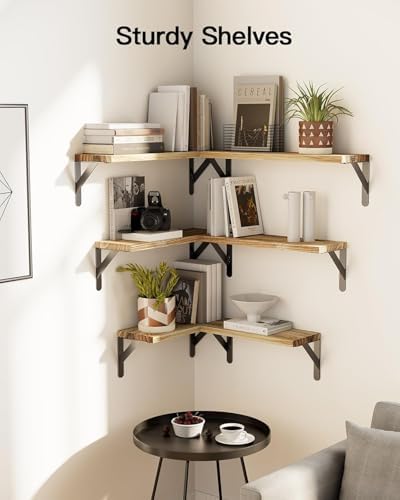 Amada Solid Paulownia Wood Wall Shelves, Medium Size, Natural Wood - Image 5