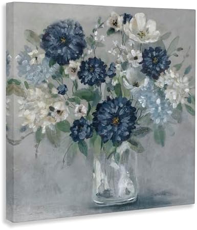 Stupell Industries Blue Mums Bouquet Floral, 24 x 24 Inch Canvas Wall Art - Image 2