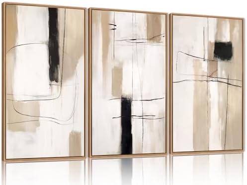 FWIEXA Modern Abstract Canvas Wall Art Set of 3, Framed Neutral Wall Decor by FWIEXA