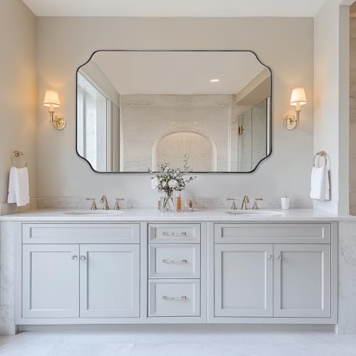 ANDY STAR 30x48 Inch Brushed Nickel Mirror, Large Silver Rectangle Mirror - Image 4