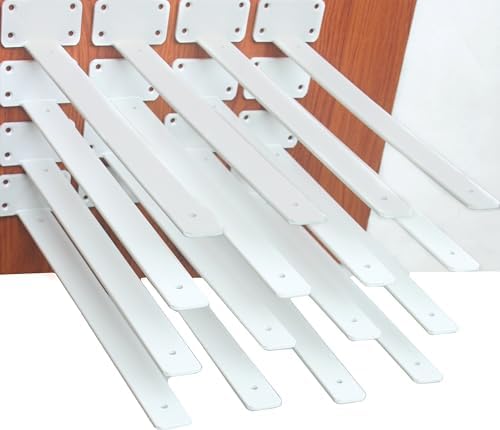 16 Pack - 16 inch White Hidden L Shelf Bracket Iron Floating Shelf Brackets by MHMYDZ