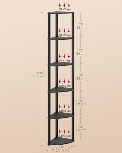 VASAGLE Superfast Toolless Assembly 6-Tier Corner Shelf - Image 3