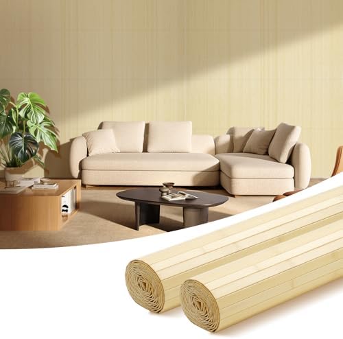 OUZUGIE 2 Pack 96x24 Inch Natural Bamboo Wall Panel by OUZUGIE