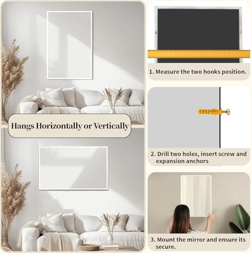 Sunniry White Bathroom Mirror, 24x36 inch Bathroom Mirrors - Image 5