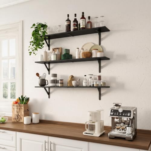 WOPITUES Long Wall Shelves 40″W x 8″D, Floating Book Shelves Max Load 65lbs - Image 2
