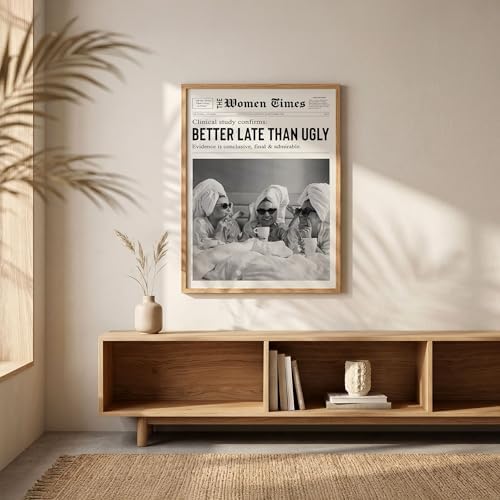 Vintage Black And White Newspaper Wall Art 20x30in Wood Grain Frame Trendy - Image 2