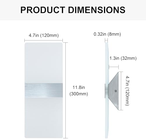 12W Modern LED Wall Sconces 2-Pack, 6000K Cool White - Image 5
