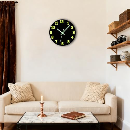 Wood Wall Clocks, 10 Inch Glow in The Dark Wall Clock - Image 2