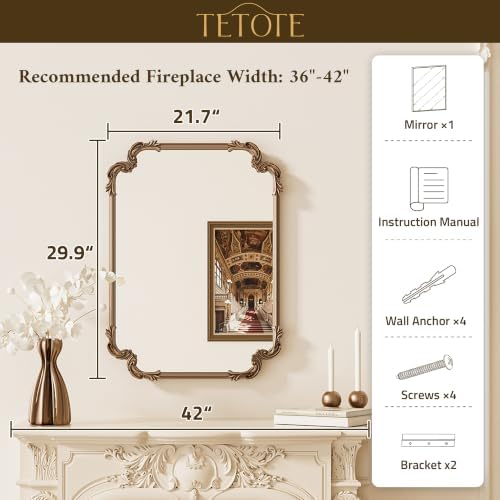 TETOTE Vintage Baroque Bronze Rectangle Mirror - Image 6