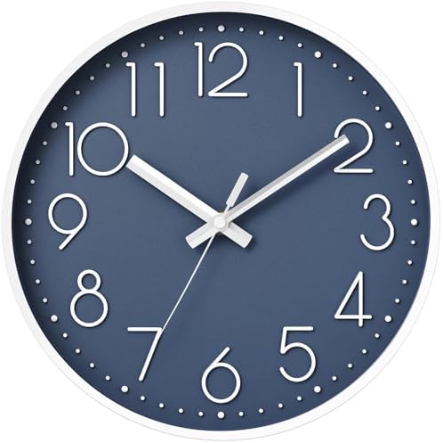 DAXSMY Wall Clock 8 Inch Azure Blue Decorative, Battery Operated Silent by DAXSMY