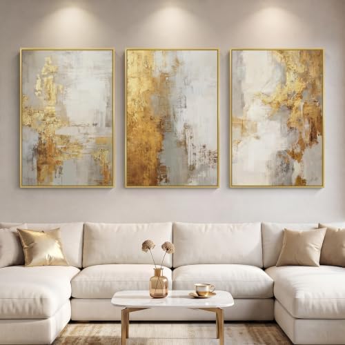 Large Framed Gold Abstract Wall Art by Cuspin