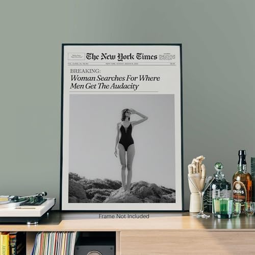 Trendy NewsPaper Wall Art 12x16in Unframed Woman Searches - Image 3