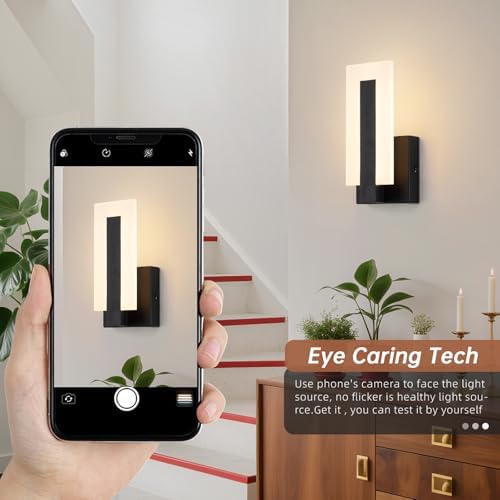 Modern LED Wall Sconces, 3000K Warm White Indoor Black Wall Light, 8W Acrylic - Image 3