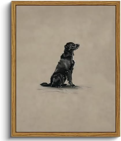 VIYYIEA Vintage Framed Black Dog Wall Art, Bedroom Living Room Minimalist by VIYYIEAART