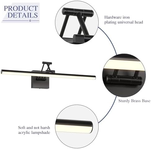 Hard-Wired Picture Light for Painting Black Art Light 23.62 Inch Dimmable - Image 6
