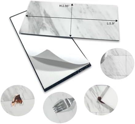 AULIGET 100-Piece White Marble Look Peel and Stick Backsplash Wall Tiles - Image 5