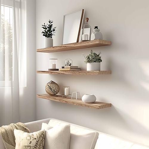 YYWUOJJ Wood Floating Shelves for Wall, Rustic Wall Shelves for Bedroom - Image 4