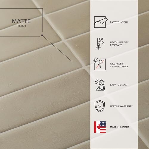 Smart Tiles Peel and Stick backsplash, Stacked Taupe Beige - Image 6