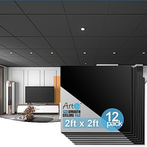 Art3d 12-Pack Smooth Drop Ceiling Tiles, No Sag and Breakage by Art3d