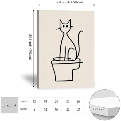 Cat Poster Minimalist Cat Sitting Line Drawing Canvas Wall Art - Image 3