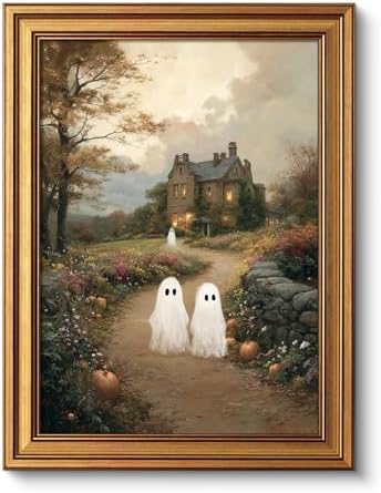 VIYYIEA Framed Halloween Wall Art Fall, Rustic Landscape Painting by VIYYIEAART