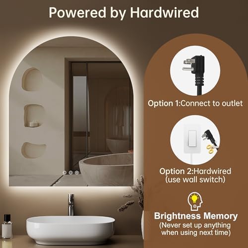 30"x36" Arched LED Lighted Bathroom Mirror - Image 6