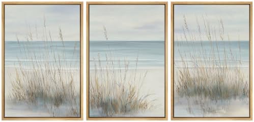 MUDECOR Framed Canvas Print Wall Art Set Coastal Dune Grass by MUDECOR