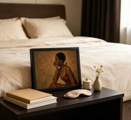 Framed Black Woman Canvas Wall Art, African American Girl Prints Painting - Image 3