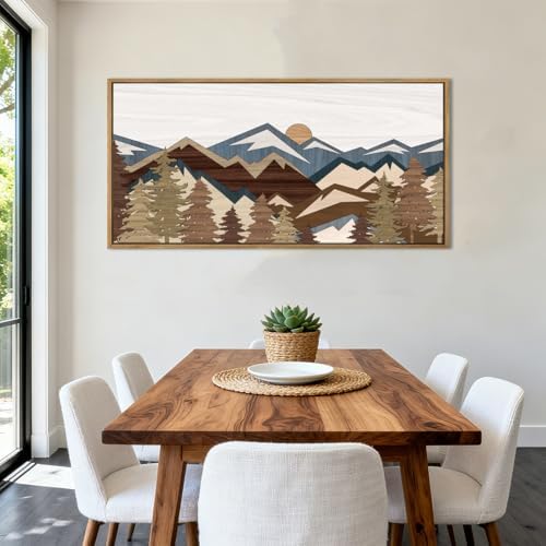 BINCUE Large Mountain Wall Art Framed Boho Wall Decor Mountain Artwork - Image 2