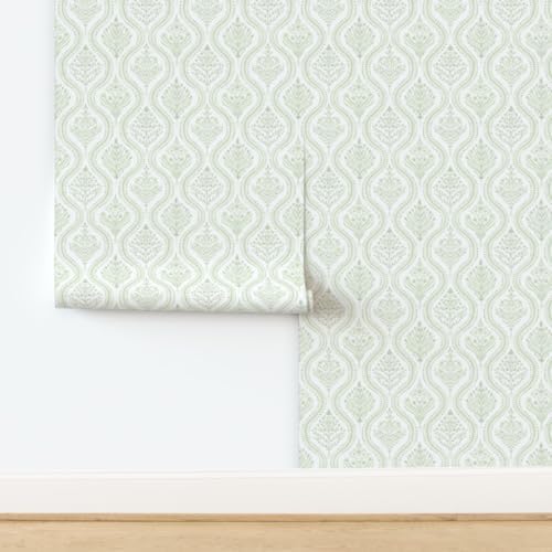 Spoonflower Green Paisley Vine Peel and Stick Wallpaper - Image 4