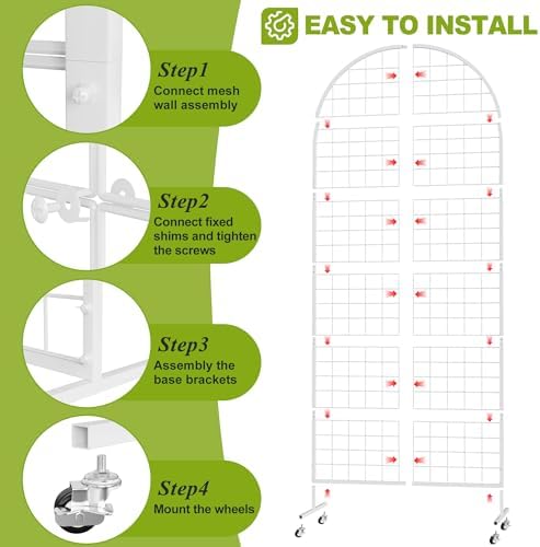 VGMiu Grid Wall Panel 2.6' x 5.8' FT Metal Grid Display Stand 1PCS White - Image 3