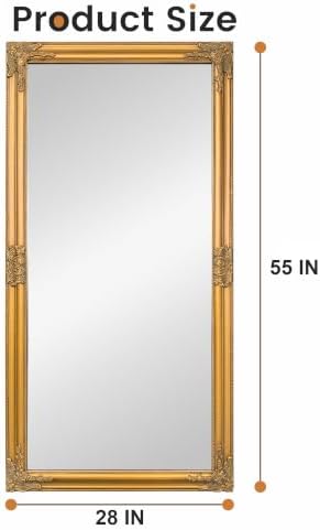 TRAHOME Vintage Full Length Mirror, 55”x28” Gold Antique Baroque Mirror - Image 2