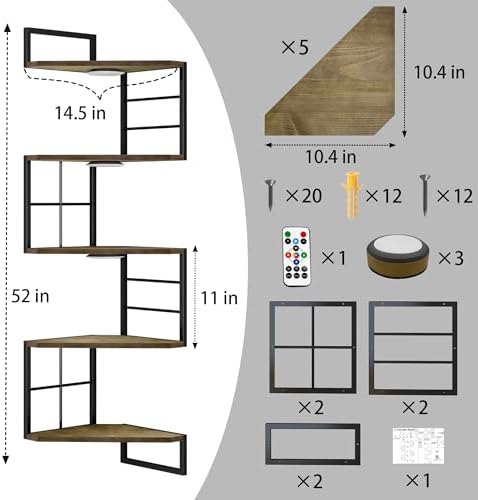 Corner Floating Shelves with Lights - Image 2
