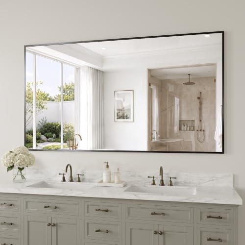 30"x55" Black Bathroom Mirror Wall Mounted by MYSUNORIA