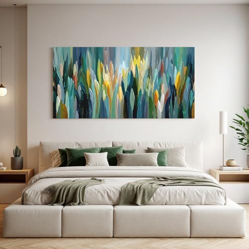 Vibrant Teal Green Abstract Canvas Wall Art - Image 3