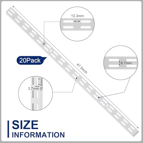 MorningRo 20 Pack 47.5" Dual Track Shelving Rail, Dual Slot Upright - Image 3