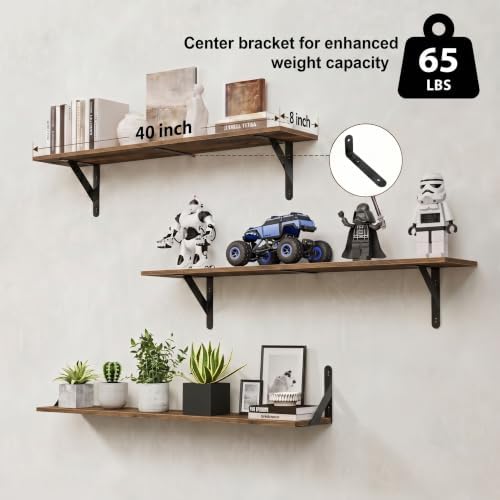 WOPITUES Long Wall Shelves 40″W x 8″D, Floating Book Shelves Max Load 65lbs - Image 3