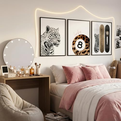 Stockholm Style Room Decor Wall, Trendy Leopard Canvas Wall Art Set of 3 - Image 4