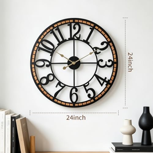 SIN&MI Large Wall Clock, Metal Minimalist Modern Clock, Round Decorative Silent - Image 5