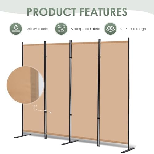RANTILA 4 Panel Room Divider, 6 FT Folding Privacy Screen - Image 7