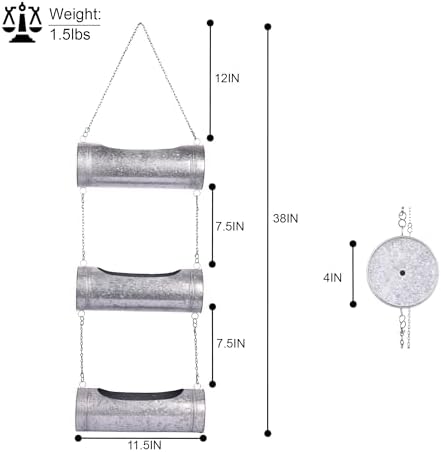 GoCraft Hanging Wall Planter, 3 Tier Galvanized Metal, 12 Inch, Rustic - Image 7