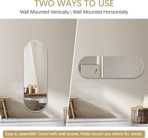 Niccy Oval Full Length Mirrors, Long Wall-Mounted Mirror - Image 6
