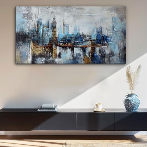 Pogusmavi Large Wall Art for Bedroom Abstract City View Canvas Art Modern Home - Image 4