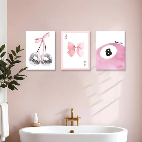 Framed Pink Canvas Wall Decor Set of 3, Girls Preppy Room Decor Picture - Image 7