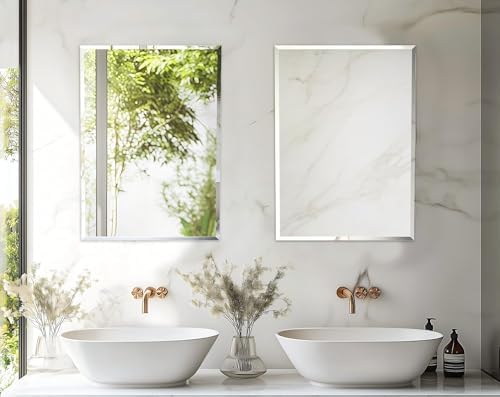 Frameless Rectangle Wall Mirror: Modern Glass Mirror 19.7x15.8 inch - Image 3