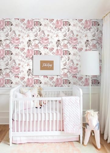 Hopepak Floral Peel and Stick Wallpaper Modern Pink Wall Paper Self Adhesive - Image 5