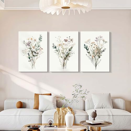 3pcs Plants Flowers Canvas Wall Art Vintage Wildflowers Poster Print Nature - Image 4